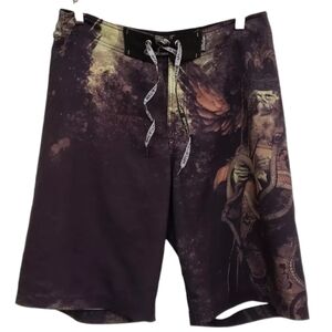 Affliction Mens Board Shorts Size 32 Grungcore Death Angel Streetwear Swim Beach
